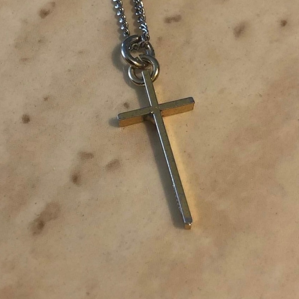Two of Tone Silver/Gold Cross Necklace
